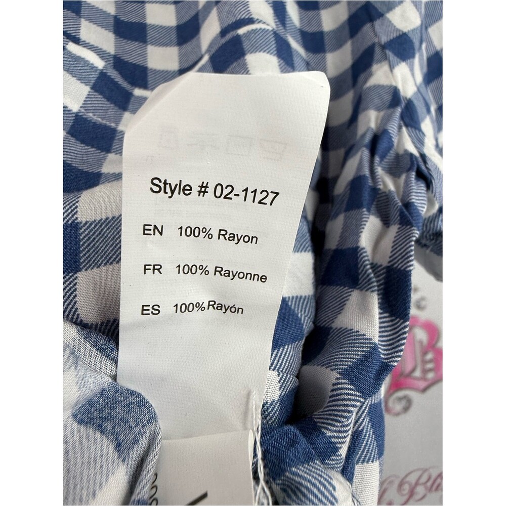 Urban Heritage tshirt button up Blue & White Gingham Tie-Hem Button Shirt - Picture 12 of 14